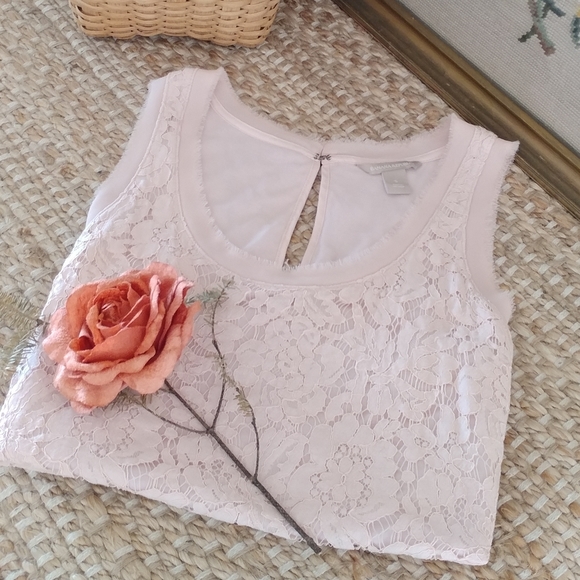 Banana Republic Tops - Banana Rebublic soft pink lace dressy tank top